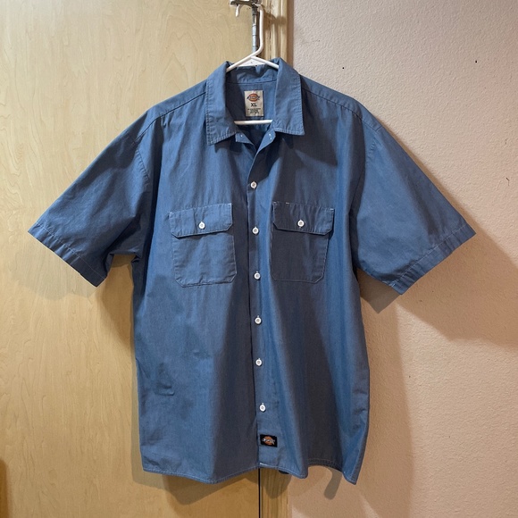 Dickies Other - Adult Men Size XL Rugged Dickies Button Down Chambray Work Shirt Blue Collar